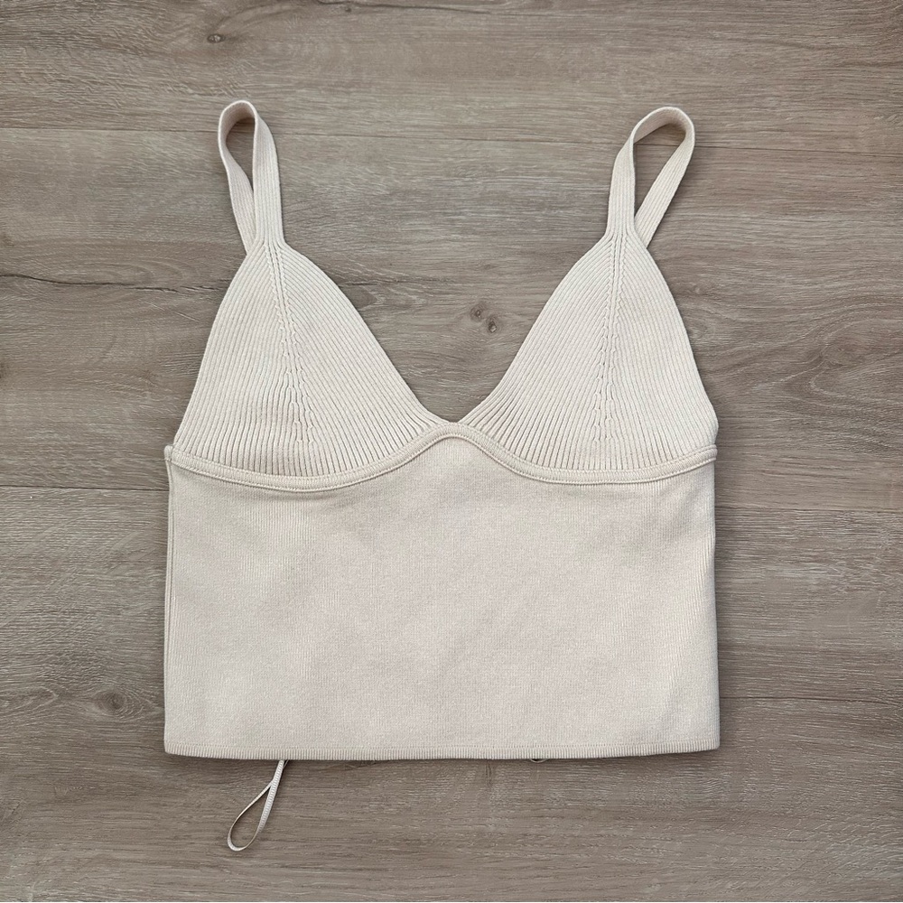 Zara Cream Ribbed Bralette Tank Top
